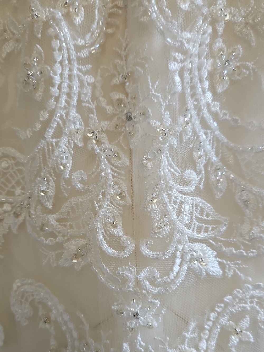 Size 10 light/dark ivory cap sleeve sparkly lace mermaid bridal gown NWOT - Picture 16 of 16